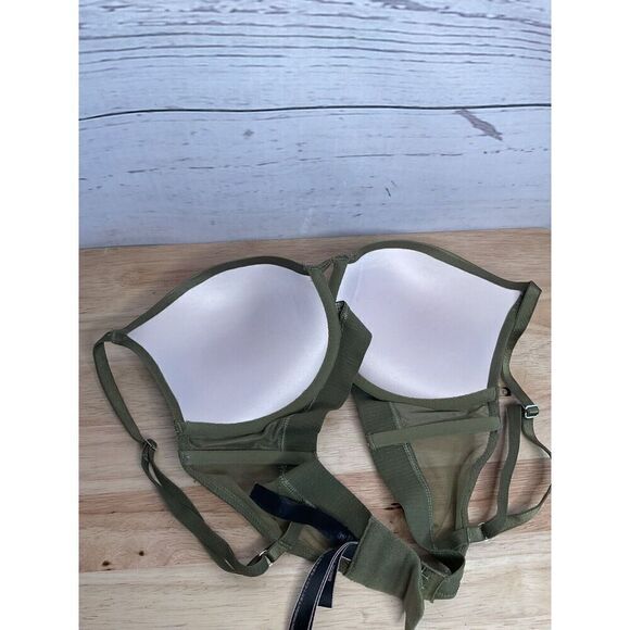 Victoria's Secret Olive Green Shine 32 D Push Up Bra Excellent - Picture 7 of 9
